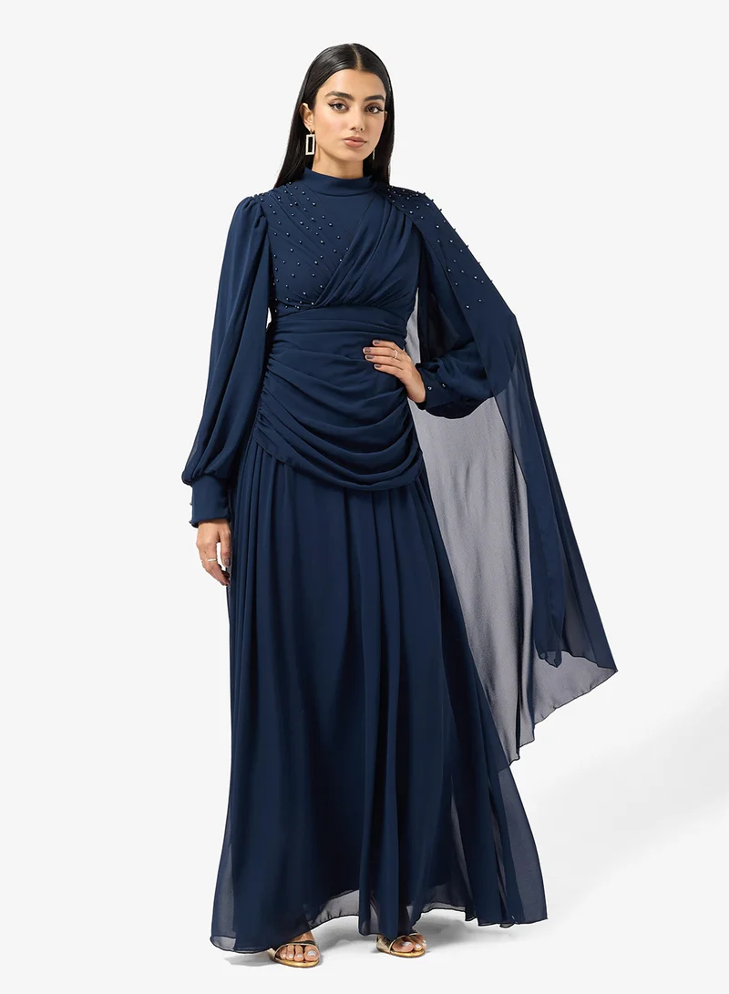 Khizana  Draped A-line Dress With Trail for Women | Best Price UAE